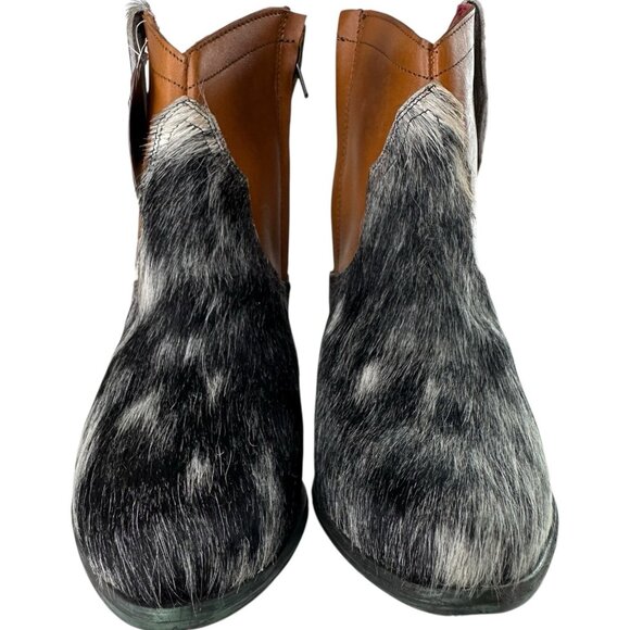 Alcala's Johnny Women Black Silver Cow Hair-On-Hide Leather Cowboy Boots Size 6 - Picture 5 of 14